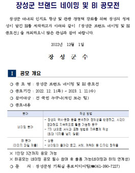 장성군 브랜드 네이밍 및 BI 공모전