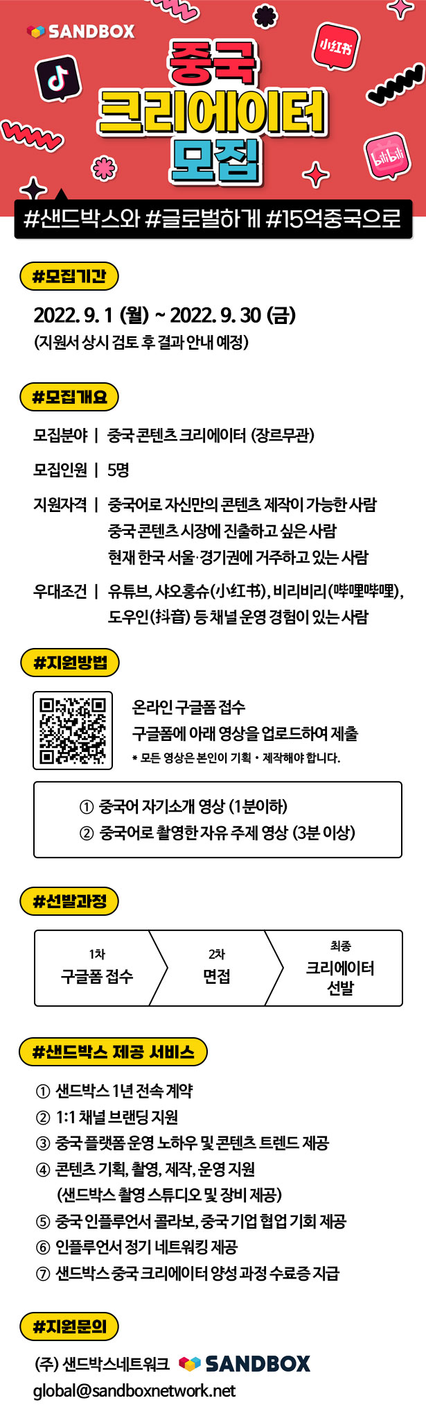 2022 샌드박스네트워크 중국 크리에이터 모집